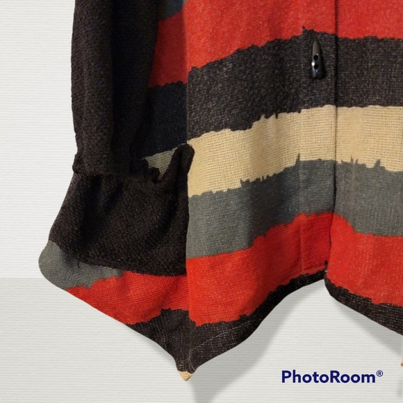 Aris.A red, gray, red, and black cardigan, size small - Picture 2 of 8